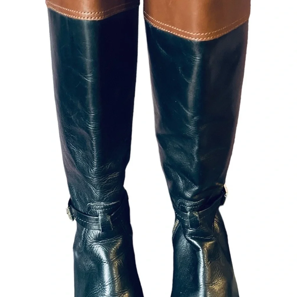 Michael Kors Fulton Harness Boot Black/Mocha Brown Leather Boot
